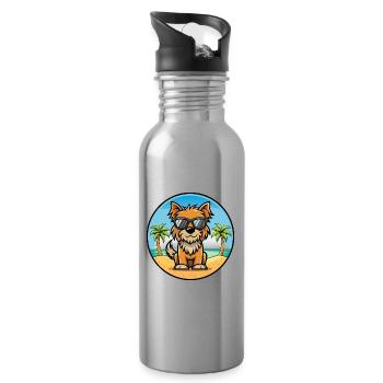 Lunettes de soleil de dessin animé de race de chien griffon belge plage - Gourde avec paille intégrée - argent clair - Droite