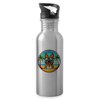 Deutsche Bracke Hunderasse Cartoon Sonnenbrille Strand - Trinkflasche mit integriertem Trinkhalm - Lightsilver - Rechts