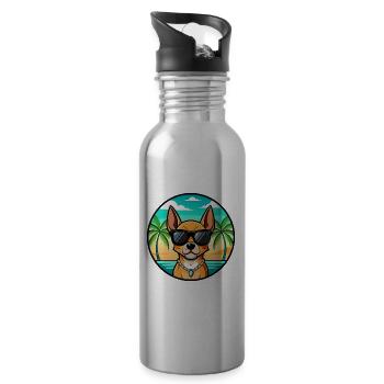 Englische Spielzeug Terrier Hund Rasse Cartoon Sonnenbrille - Trinkflasche mit integriertem Trinkhalm - Lightsilver - Rechts