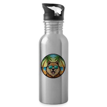 Eurasier Hund Rasse Cartoon Sonnenbrille Strand - Trinkflasche mit integriertem Trinkhalm - Lightsilver - Rechts