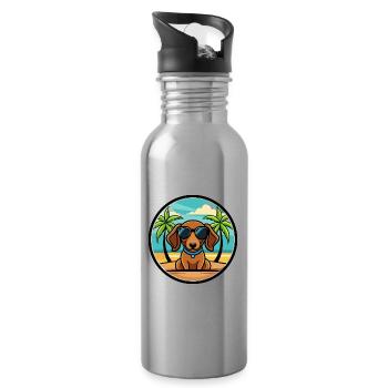 Miniatur Dackel Hund Rasse Cartoon Sonnenbrille - Trinkflasche mit integriertem Trinkhalm - Lightsilver - Rechts