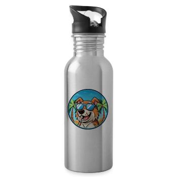 Koolie Chien Race Dessin Animé Lunettes de Soleil Plage - Gourde avec paille intégrée - argent clair - Droite