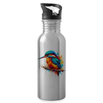 Kingfisher - Water bottle with straw - silver - Right