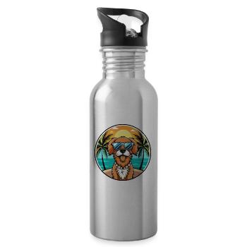 Picardie Spaniel Hund Rasse Cartoon Sonnenbrille Strand - Trinkflasche mit integriertem Trinkhalm - Lightsilver - Rechts