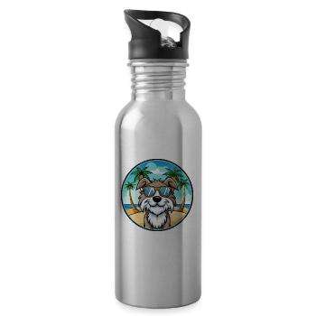 Schapendoes Hunderasse Cartoon Sonnenbrille Strand - Trinkflasche mit integriertem Trinkhalm - Lightsilver - Rechts