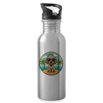 Spanisch Wasser Hund Rasse Cartoon Sonnenbrille Strand - Trinkflasche mit integriertem Trinkhalm - Lightsilver - Rechts