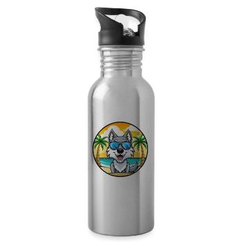 Saarloos Wolfdog Rasse Cartoon Sonnenbrille Strand - Trinkflasche mit integriertem Trinkhalm - Lightsilver - Rechts
