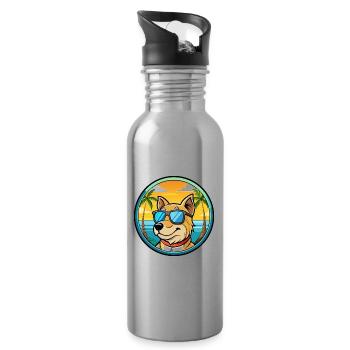 Sapsali Dog Breed Cartoon Sunglasses Beach - Water bottle with straw - silver - Right