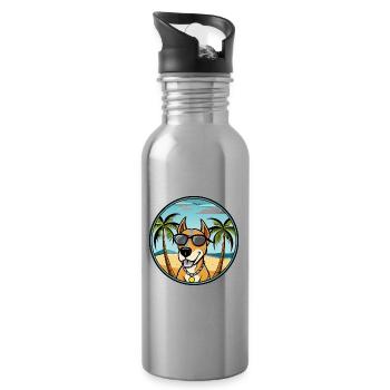 Transylvanian Hound Dog Breed Cartoon Sunglasses - Water bottle with straw - silver - Right