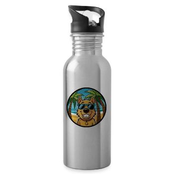 Billy Hunderasse Cartoon Sonnenbrille Strand - Trinkflasche mit integriertem Trinkhalm - Lightsilver - Rechts