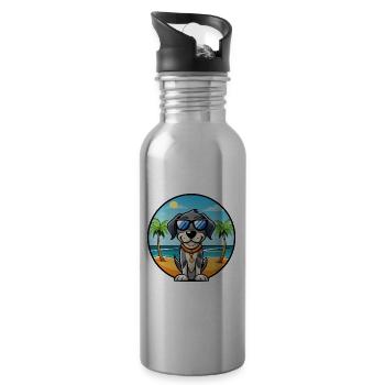 Bluetick Coonhound Dog Breed Cartoon Sunglasses - Water bottle with straw - silver - Right