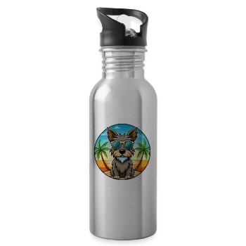 Cesky Terrier Hunderasse Cartoon Sonnenbrille Strand - Trinkflasche mit integriertem Trinkhalm - Lightsilver - Rechts
