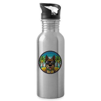 Deutsche Bracke Hunderasse Cartoon Sonnenbrille Strand - Trinkflasche mit integriertem Trinkhalm - Lightsilver - Rechts