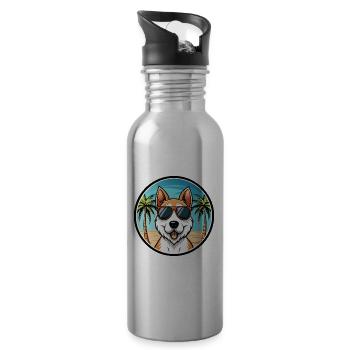 Foxterrier Smooth Dog Rasse Cartoon Sonnenbrille - Trinkflasche mit integriertem Trinkhalm - Lightsilver - Rechts