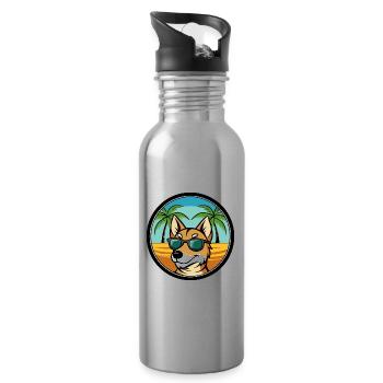 Hygenhund Chien Race Dessin Animé Lunettes De Soleil Plage - Gourde avec paille intégrée - argent clair - Droite
