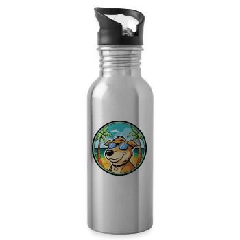 Koolie Chien Race Dessin Animé Lunettes de Soleil Plage - Gourde avec paille intégrée - argent clair - Droite