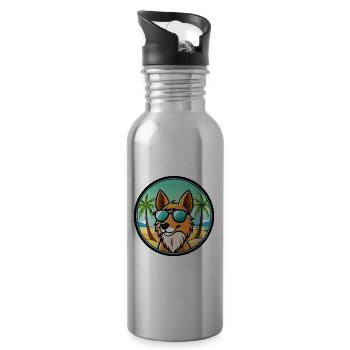 Mudi Hunderasse Cartoon Sonnenbrille Strand - Trinkflasche mit integriertem Trinkhalm - Lightsilver - Rechts