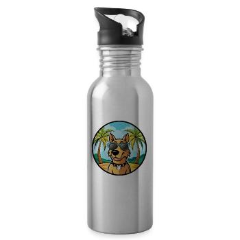 Jamthund Dog Breed Cartoon Sunglasses Beach - Water bottle with straw - silver - Right