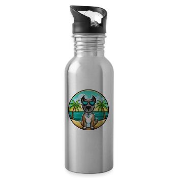 Deutsche Dogge Hunderasse Cartoon Sonnenbrille Strand - Trinkflasche mit integriertem Trinkhalm - Lightsilver - Rechts