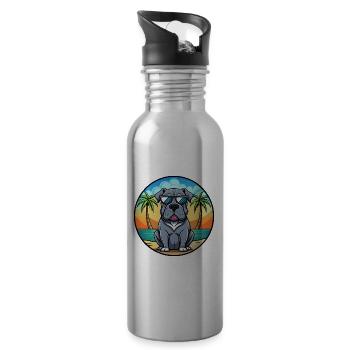 Neapolitanische Dogge Hunderasse Cartoon Sonnenbrille - Trinkflasche mit integriertem Trinkhalm - Lightsilver - Rechts