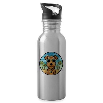 Lakeland Terrier Hunderasse Cartoon Sonnenbrille Strand - Trinkflasche mit integriertem Trinkhalm - Lightsilver - Rechts