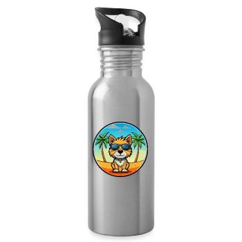 Ormskirk Terrier Hunderasse Cartoon Sonnenbrille Strand - Trinkflasche mit integriertem Trinkhalm - Lightsilver - Rechts