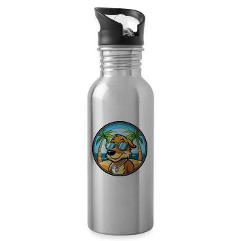 Poitevin Hound Dog Breed Cartoon Sunglasses Beach - Water bottle with straw - silver - Right