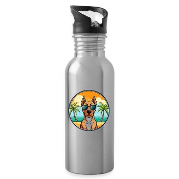 Rhodesian Ridgeback Dog Breed Cartoon Sunglasses - Water bottle with straw - silver - Right