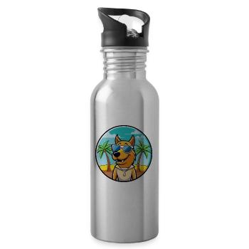 Smaland Hound Hund Rasse Cartoon Sonnenbrille Strand - Trinkflasche mit integriertem Trinkhalm - Lightsilver - Rechts