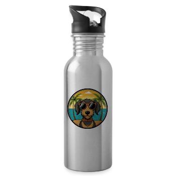 Drahthaardackel Hunderasse Cartoon Sonnenbrille - Trinkflasche mit integriertem Trinkhalm - Lightsilver - Rechts