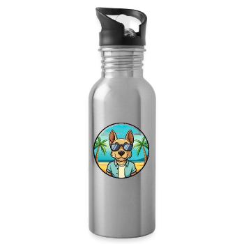 Thai Ridgeback Chien Race Dessin Animé Lunettes De Soleil Plage - Gourde avec paille intégrée - argent clair - Droite