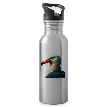 Albatross Zeichentrickfigur Buntes Haustier Tier - Trinkflasche mit integriertem Trinkhalm - Lightsilver - Rechts