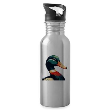 Personnage de dessin animé de canard Animal de compagnie coloré - Gourde avec paille intégrée - argent clair - Droite