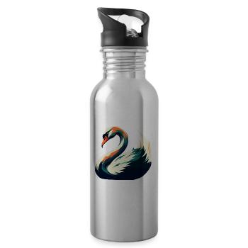 Schwan Cartoon Figur Buntes Haustier Tier - Trinkflasche mit integriertem Trinkhalm - Lightsilver - Rechts