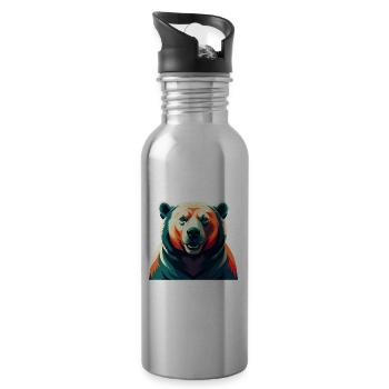Eisbär Zeichentrickfigur Buntes Haustier Tier - Trinkflasche mit integriertem Trinkhalm - Lightsilver - Rechts