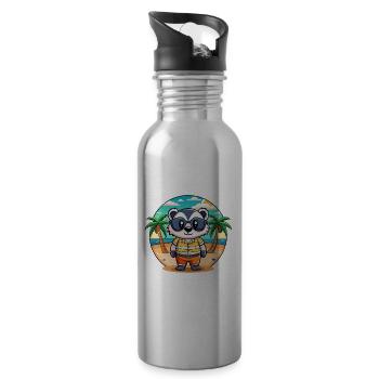 Badger Funny Cartoon Summer Beach Sunglasses - Water bottle with straw - silver - Right