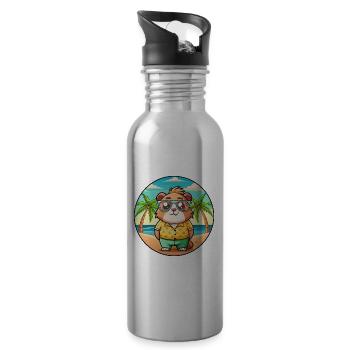 Guinea Pig Funny Cartoon Summer Beach Sunglasses - Water bottle with straw - silver - Right