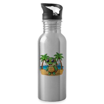 Schildkröte Lustige Cartoon Sommer Strand Sonnenbrille - Trinkflasche mit integriertem Trinkhalm - Lightsilver - Rechts