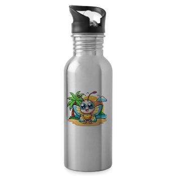 Schmetterling Lustige Cartoon Sommer Strand Sonnenbrille - Trinkflasche mit integriertem Trinkhalm - Lightsilver - Rechts