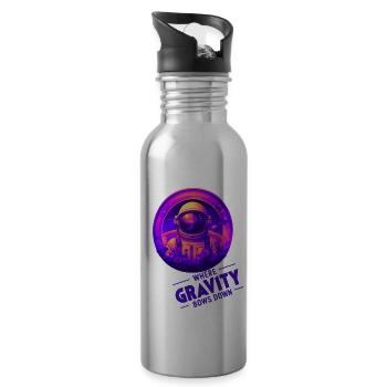 Where Gravity Bows Down Design - Water bottle with straw - silver - Right