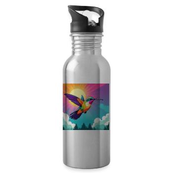 Hummingbird - Water bottle with straw - silver - Right