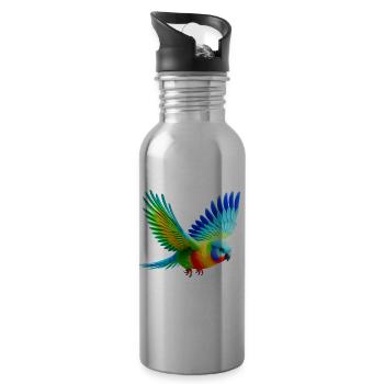 Regenbogensittich (03) - Trinkflasche mit integriertem Trinkhalm - Lightsilver - Rechts
