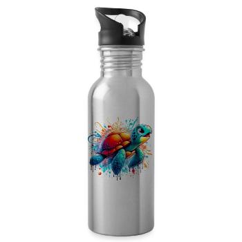Turtle - Water bottle with straw - silver - Right