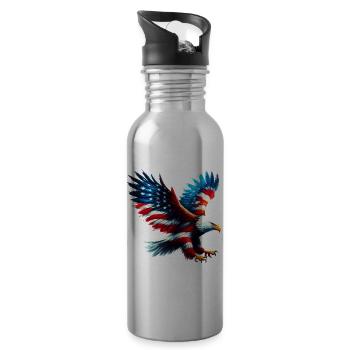 Eagle Flag USA USA Américain - Gourde avec paille intégrée - argent clair - Droite