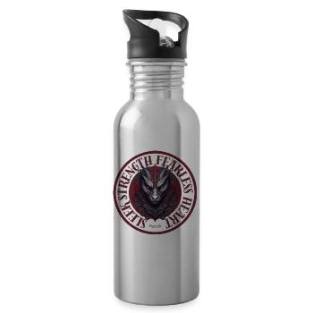 Sleek Strength, Fearless Heart - Water bottle with straw - silver - Right