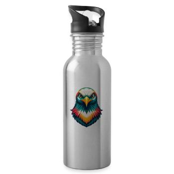 Taube Niedliches Kawaii Cartoon Clipart Tier Gesicht - Trinkflasche mit integriertem Trinkhalm - Lightsilver - Rechts