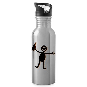 Silhouette de fête de la bière - Gourde avec paille intégrée - argent clair - Droite