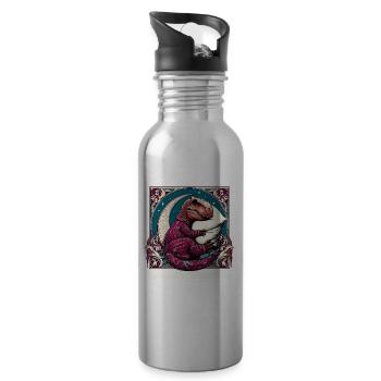 T-Rex Schlafen Offizielles Schlafshirt Geschenk - Trinkflasche mit integriertem Trinkhalm - Lightsilver - Rechts