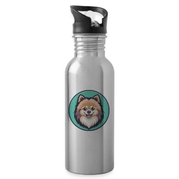 Pommersche Deutsche Spitz Hunderasse Karikatur Kawaii - Trinkflasche mit integriertem Trinkhalm - Lightsilver - Rechts