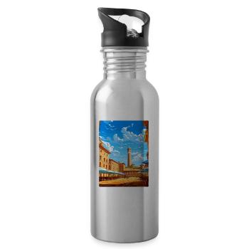 Siena Italy Travel Poster Souvenir Postcard Paint - Water bottle with straw - silver - Right